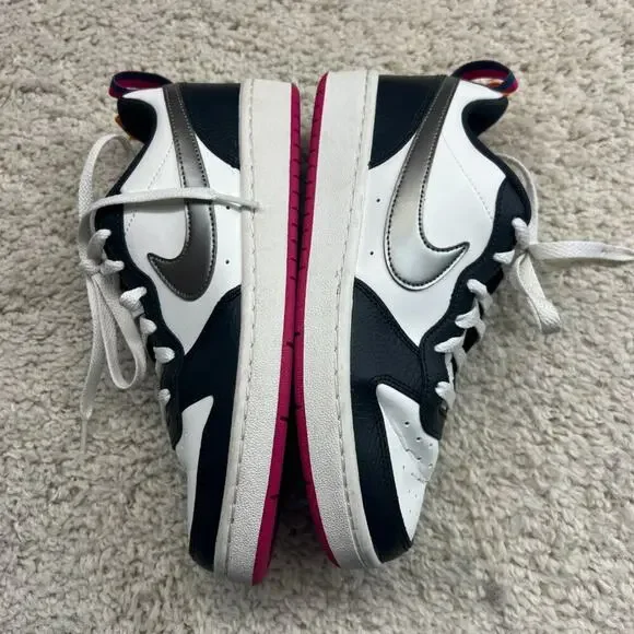 Nike Kids Sneakers Black White with Pink Accents - Picture 4 of 8
